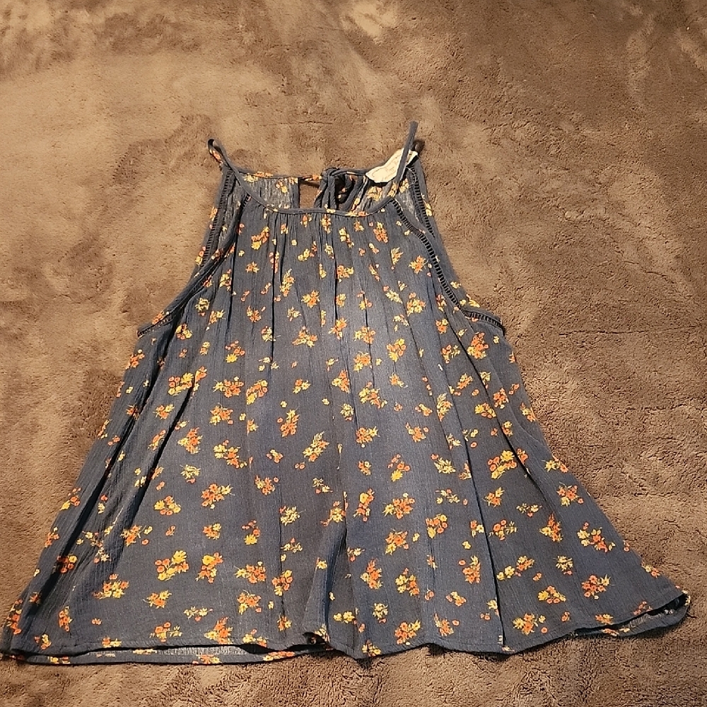 Floral Blue Sleeveless Top